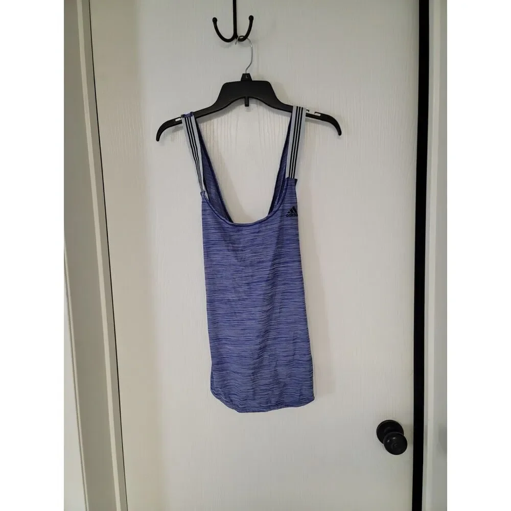 womens purple patterned adidas x cross back climalite athletic tank top - size L